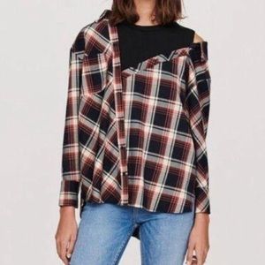 Maje Asymmetrical Drop Shoulder Check Shirt
